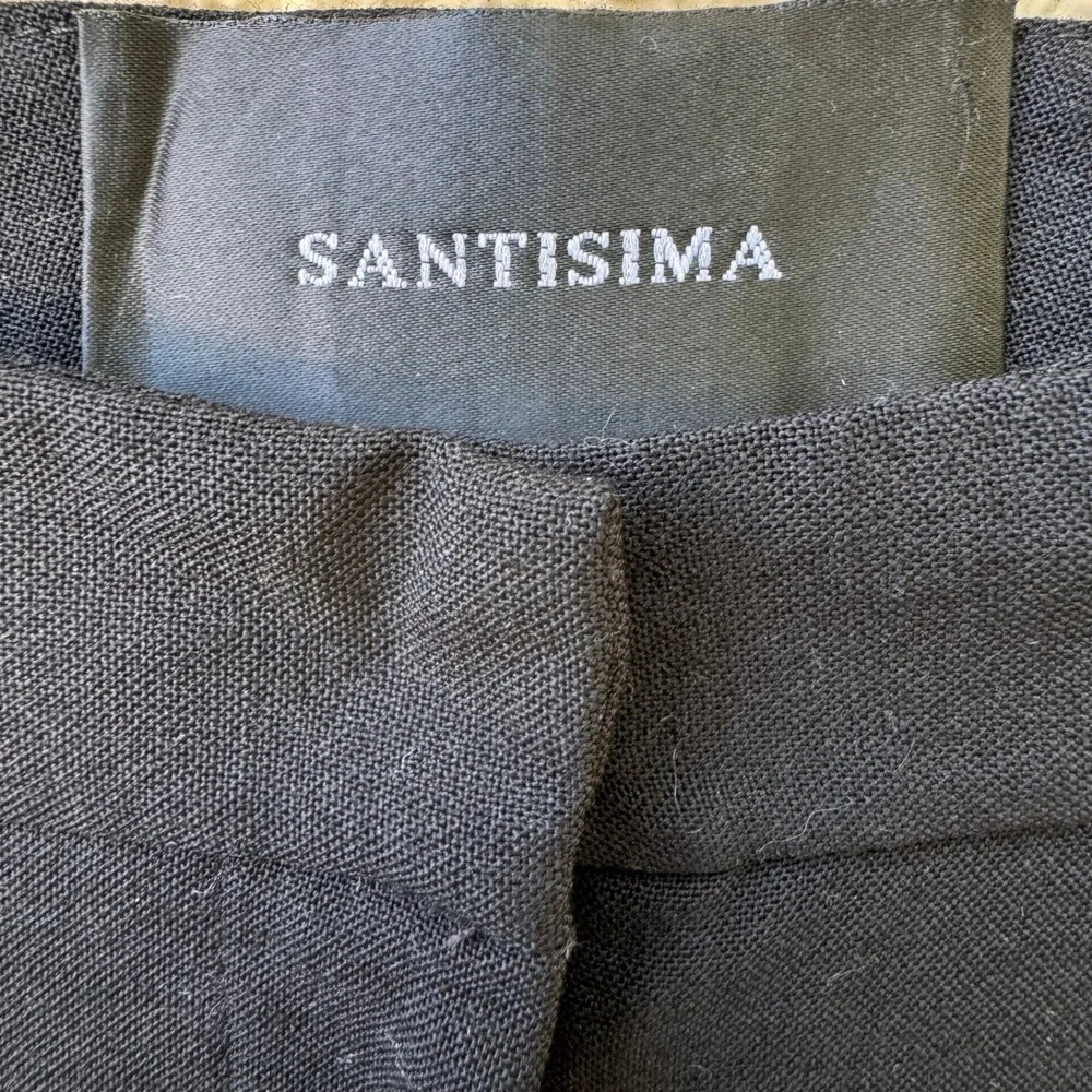 Santisima Vintage Y2K 90s Minimalist Black Wool Blend Tailored Flare Leg Pants 4